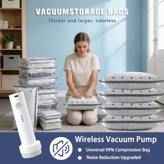 Foldable Vacuum Storage Bags With Rechargeable Electric Pump for Travel