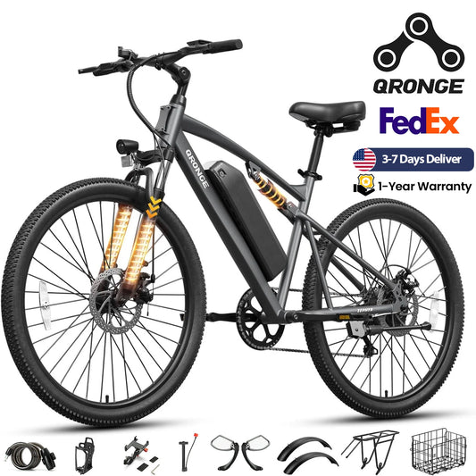 QRONGE Zephyr Electric Mountain Bike With Full Suspension and Brushless Motor