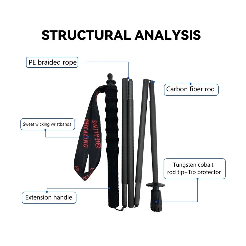 OKHEALING Carbon Fiber Foldable Trekking Poles For Hiking Travel