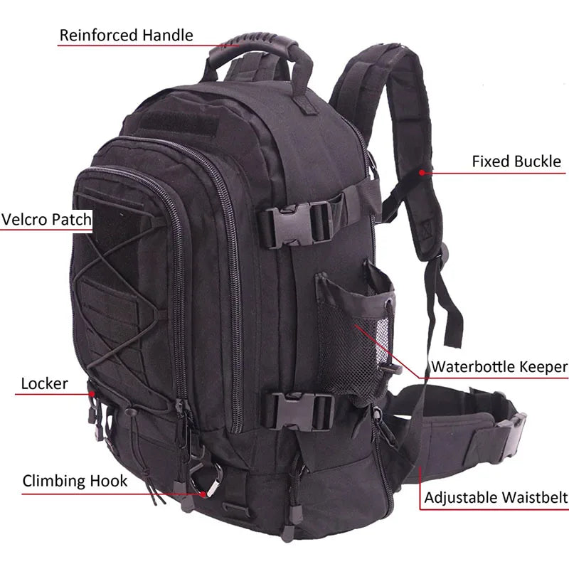 LQARMY Military Tactical MOLLE Backpack for Outdoor Hiking