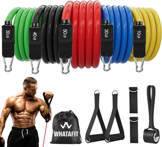 Whatafit Resistance Bands Kit Handles Door Anchor Ankle Strap