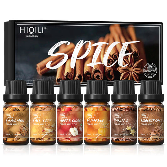 HIQILI Fragrance Oil Set, 6 PCS*10mL Pure Perfume Oil Set for Gift Aromatherapy Diffuser DIY Perfume Candle Soap Making