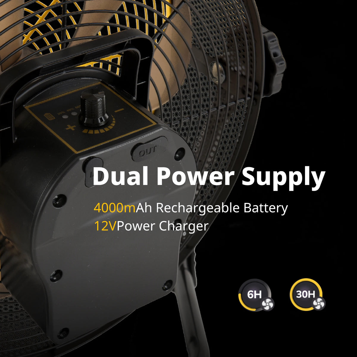 Orison Portable Battery Operated High Velocity Floor Fan for Camping