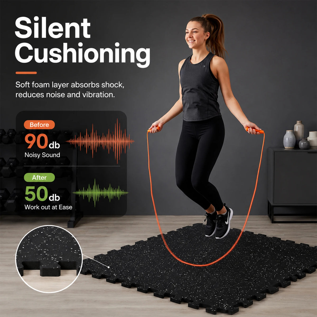 Interlocking EVA Foam Exercise Mats for Home Gym and Workouts