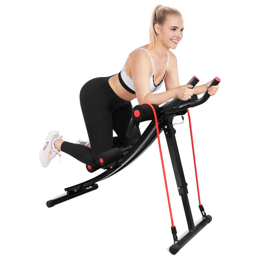Adjustable Foldable Abdominal Cruncher With Resistance Bands And Display