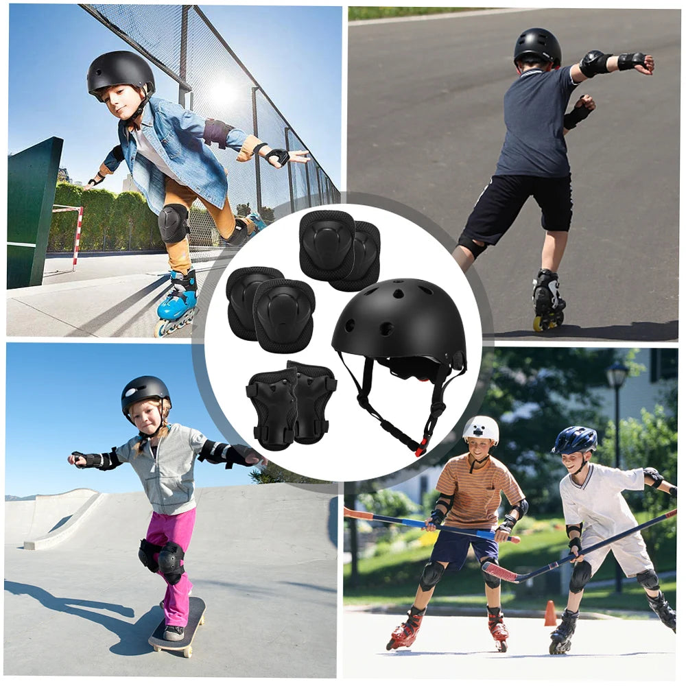 Kids Helmet Knee Elbow Wrist Guards Protective Gear Set