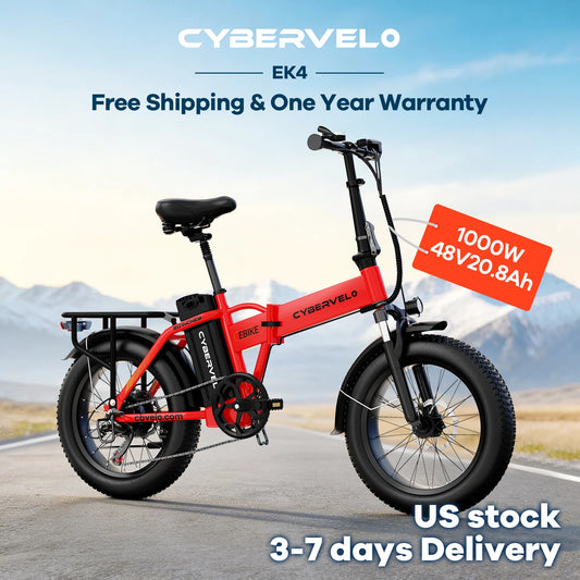Cybervelo EK4 1000W Peak Folding Fat Tire Electric Commuter Bike