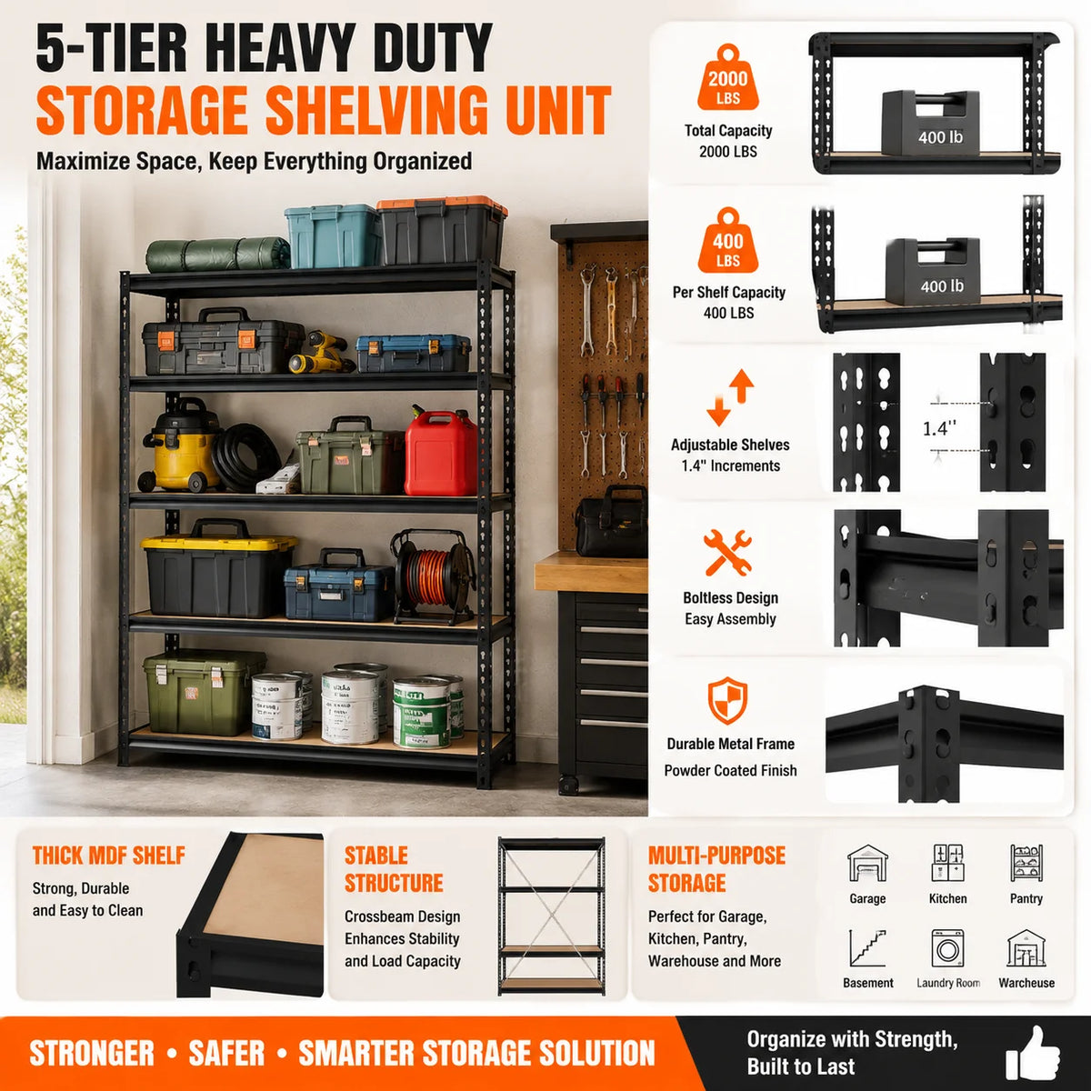 Heavy Duty Metal Garage Storage Shelving And Utility Rack