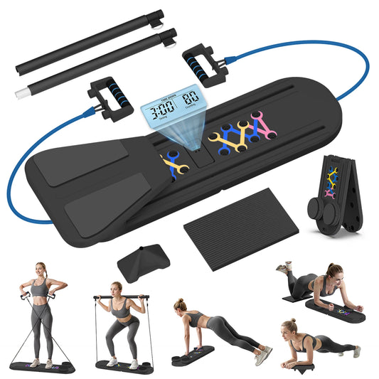 15-In-1 Multifunctional Pilates Push-Up Board With Resistance Bands