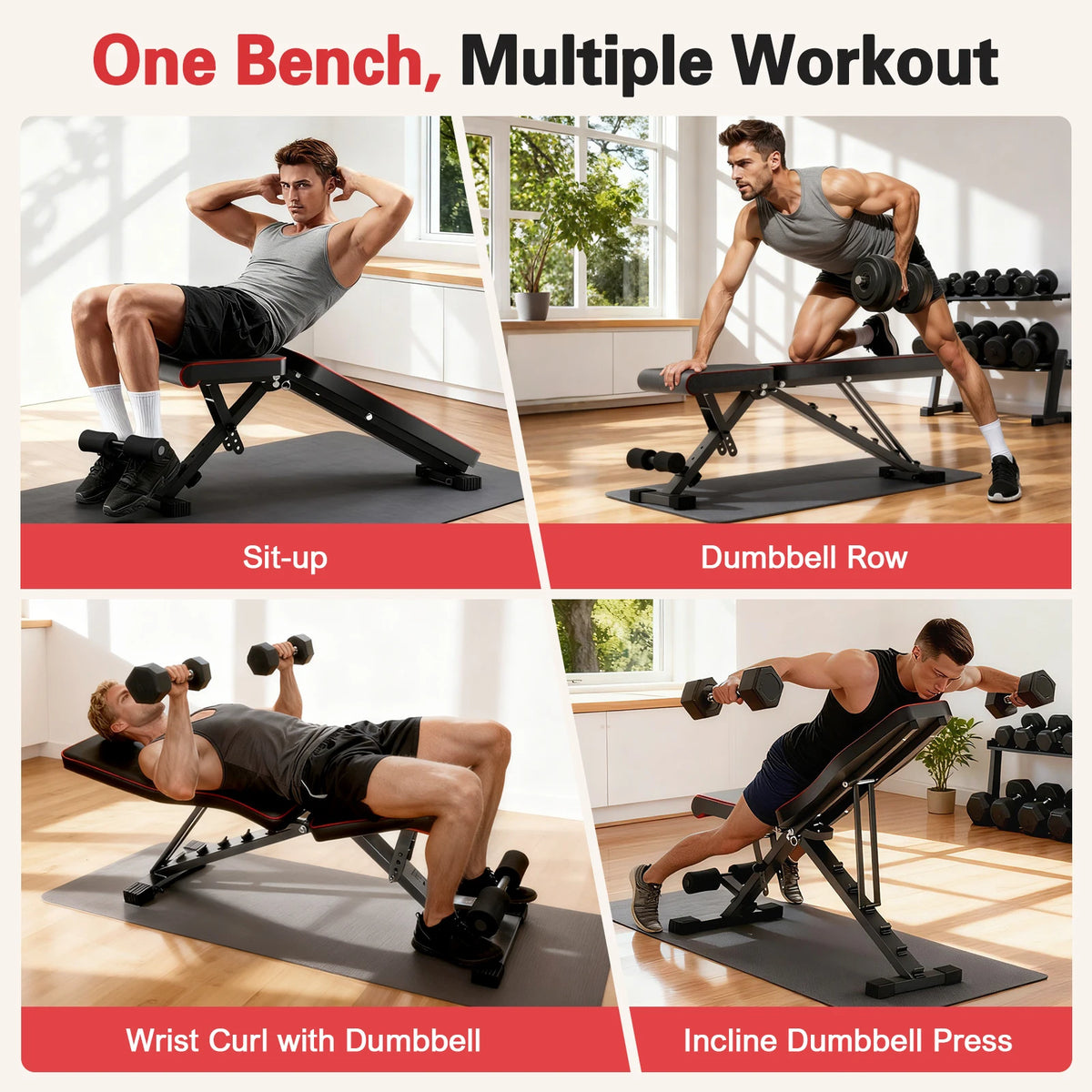 Adjustable Foldable Weight Bench for Full Body Home Workouts