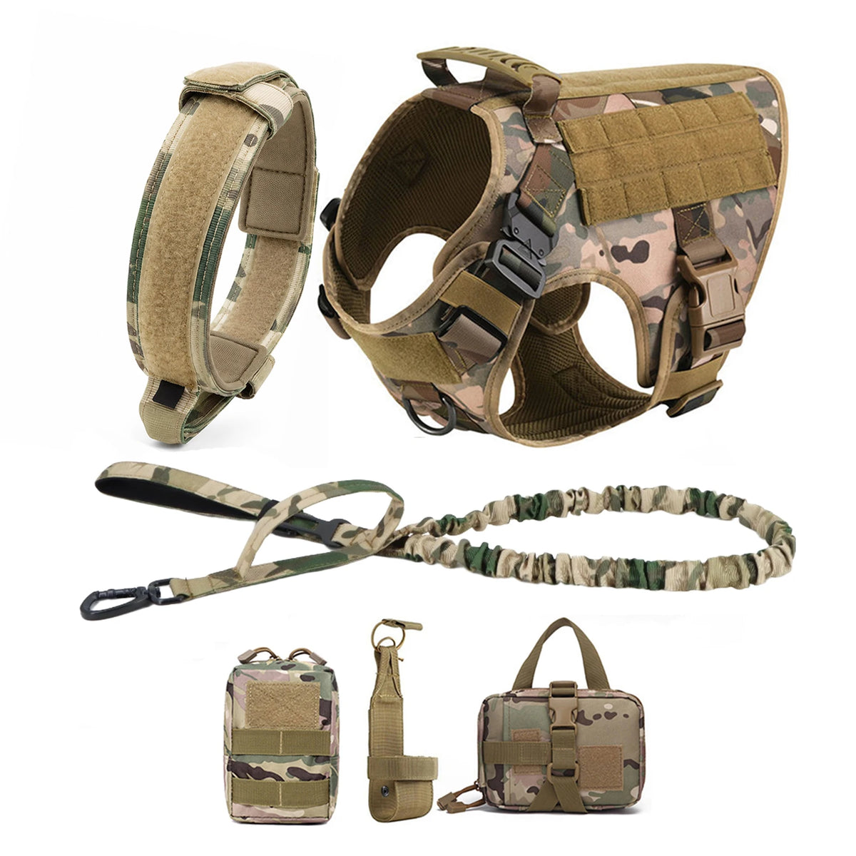 PETRAVEL Tactical Dog Harness With MOLLE Pouches for Training and Walking