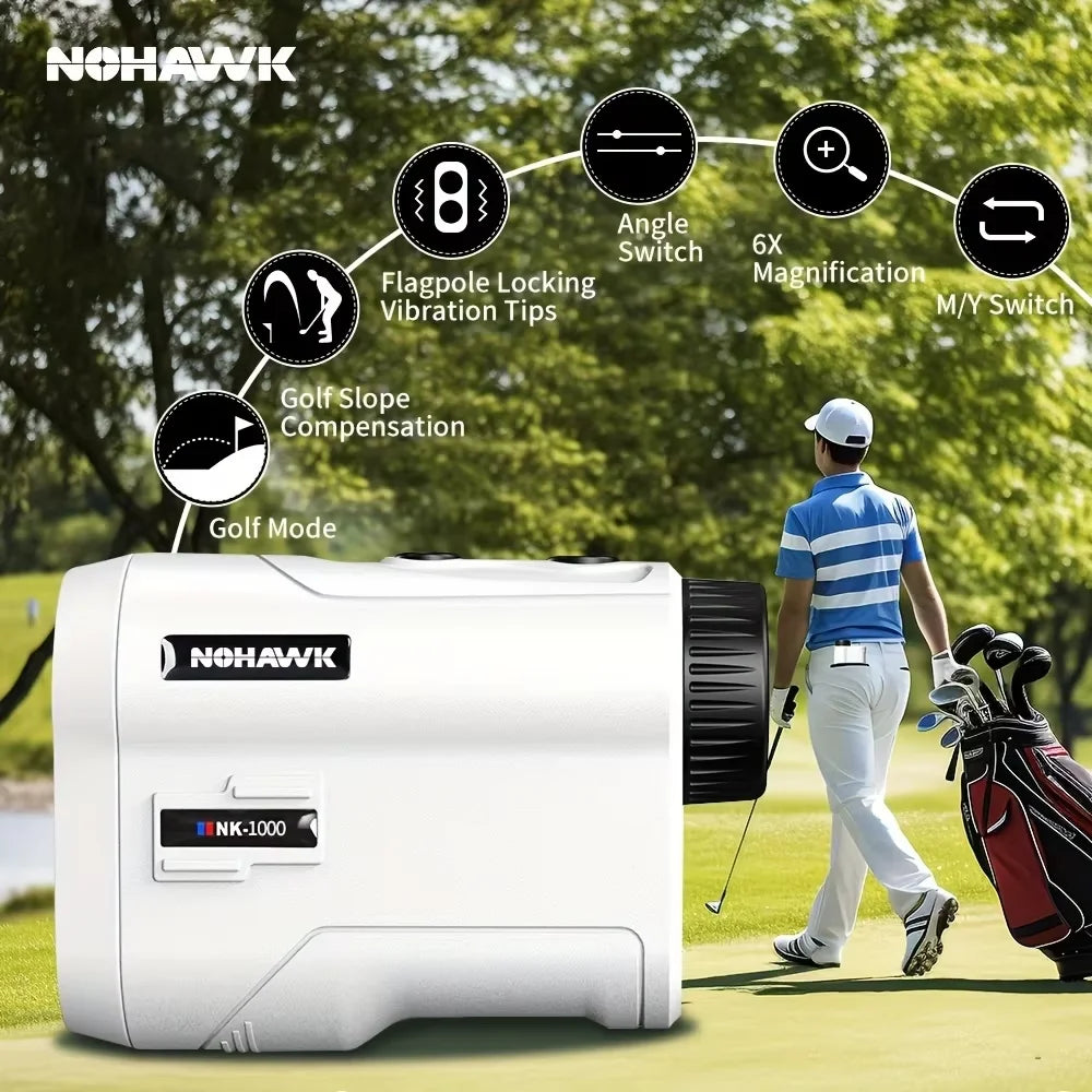 Nohawk Golf Rangefinder Slope 1000M Range 6X Magnification Flag Lock