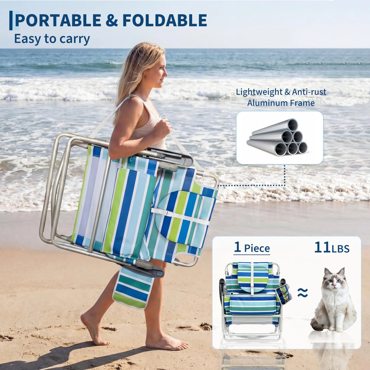 HiMISS Face Down Sunbathing Chair With Adjustable Footrest Support