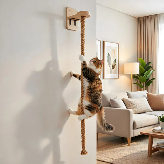 CWV Wall Mounted Cat Scratcher With Sisal Rope Climbing Shelf