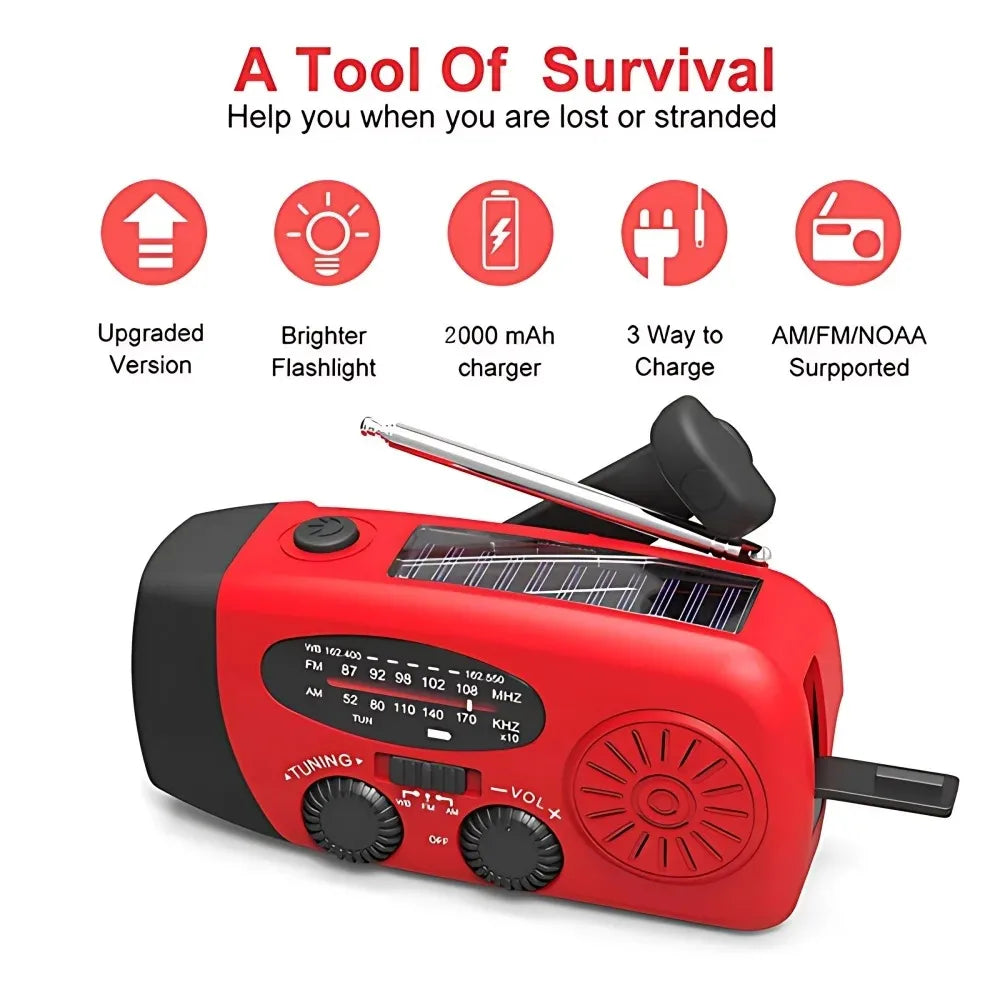 Portable Solar Hand Crank Emergency Radio With NOAA Weather Alerts