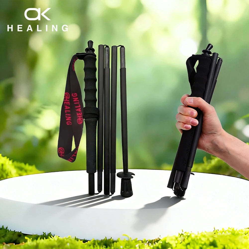 OKHEALING Carbon Fiber Foldable Trekking Poles For Hiking Travel