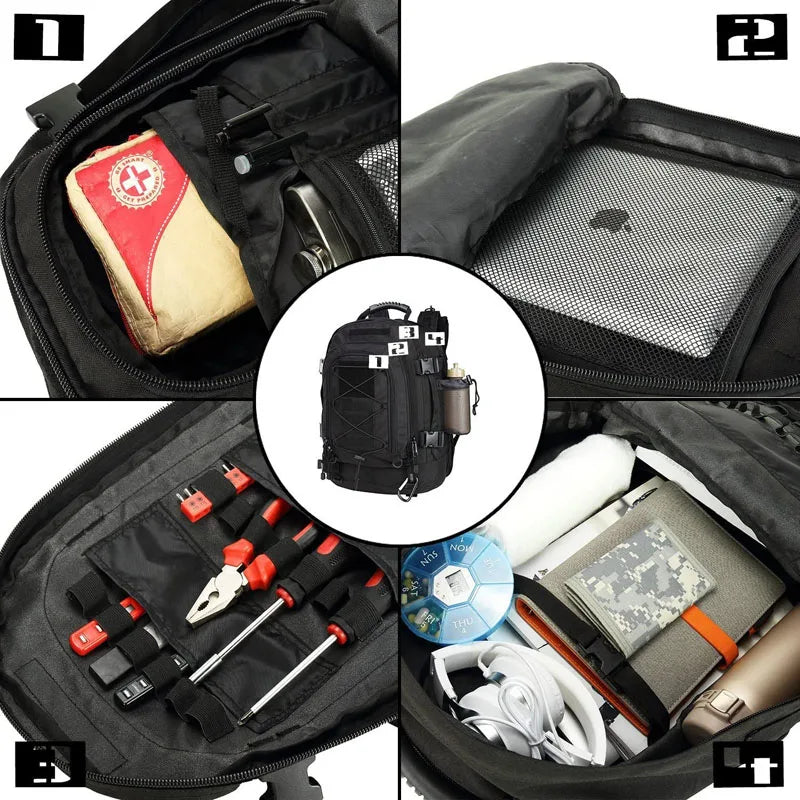 LQARMY Military Tactical MOLLE Backpack for Outdoor Hiking