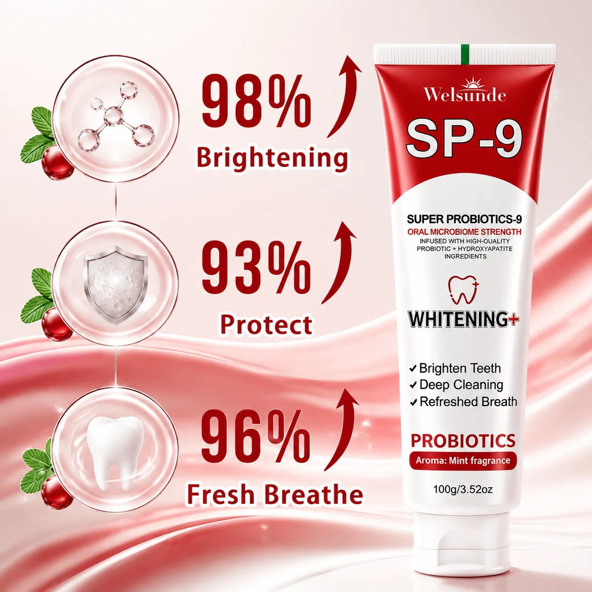 Welsunde Whitening Toothpaste With Probiotics And Hydroxyapatite For Fresh Breath