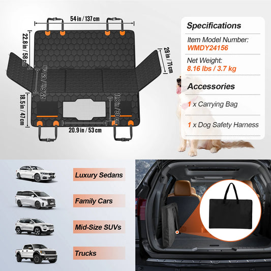 SucceBuy Back Seat Extender Dog Car Cover With Mesh Windows