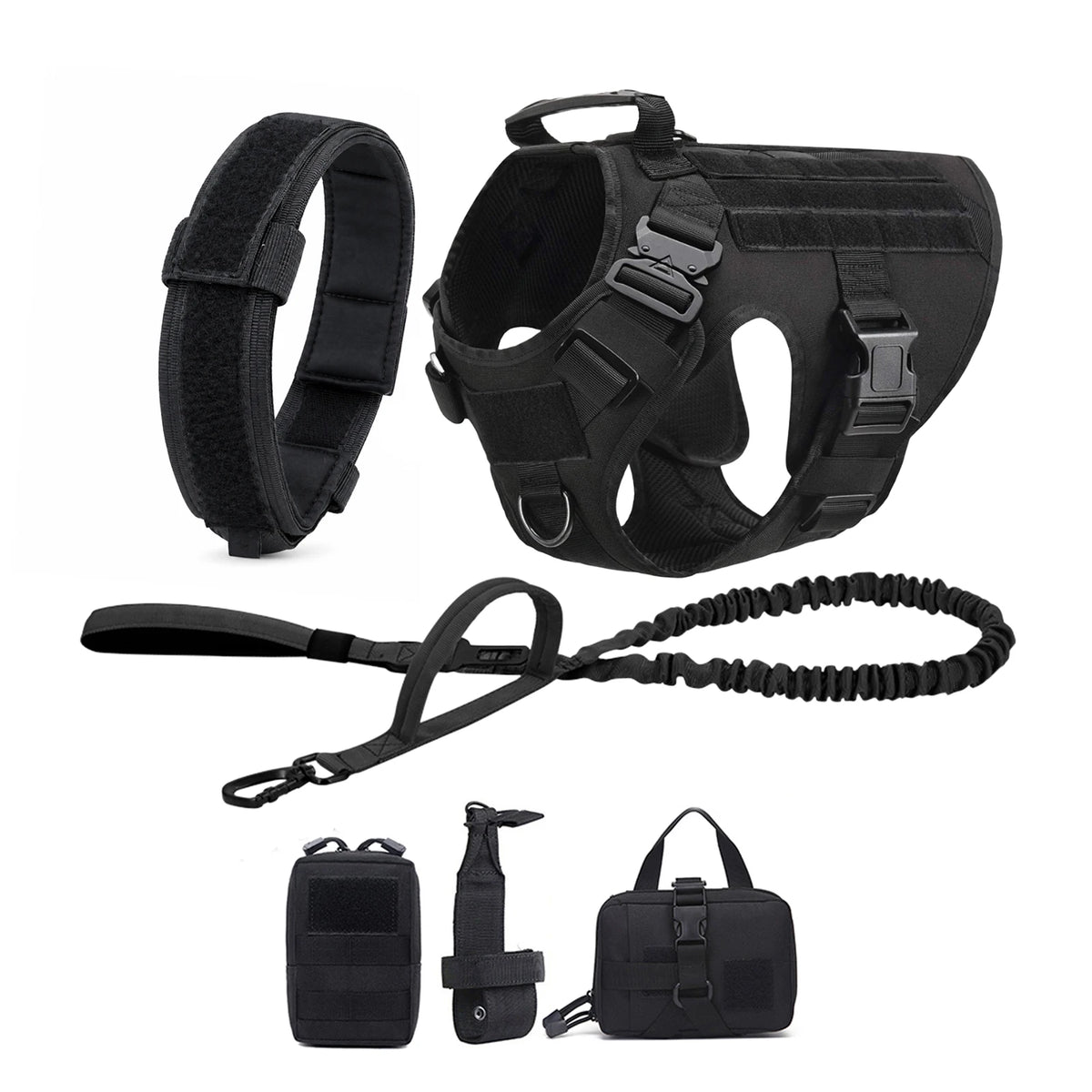 PETRAVEL Tactical Dog Harness With MOLLE Pouches for Training and Walking