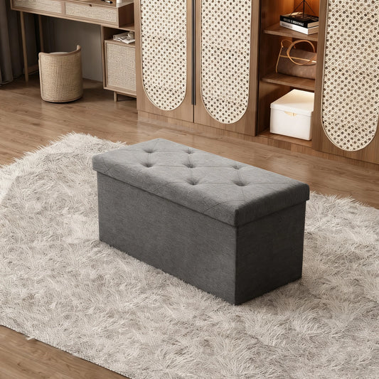 SARENZOON Folding Storage Ottoman Bench With Multipurpose Seating