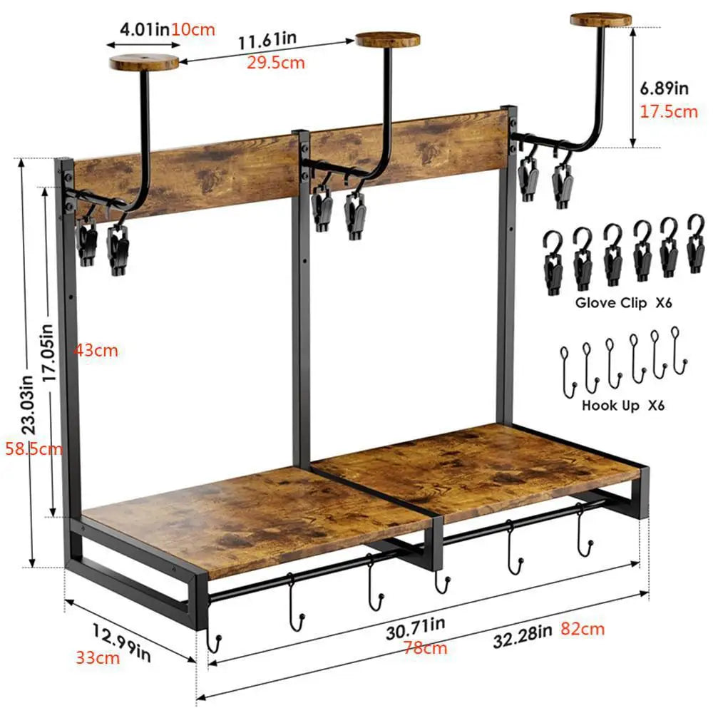HiMISS Wall Mounted Motorcycle Helmet Storage Rack With Hooks