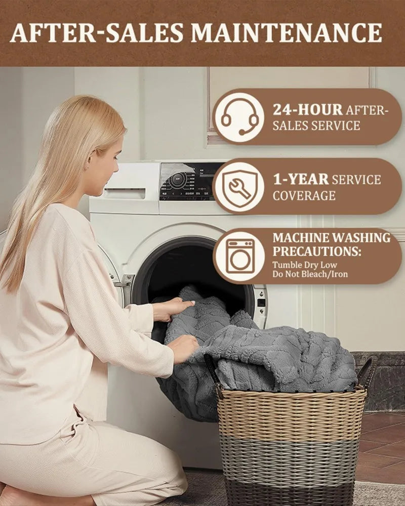 Electric Heated Throw Blanket With Fast Heating And Safety Controls