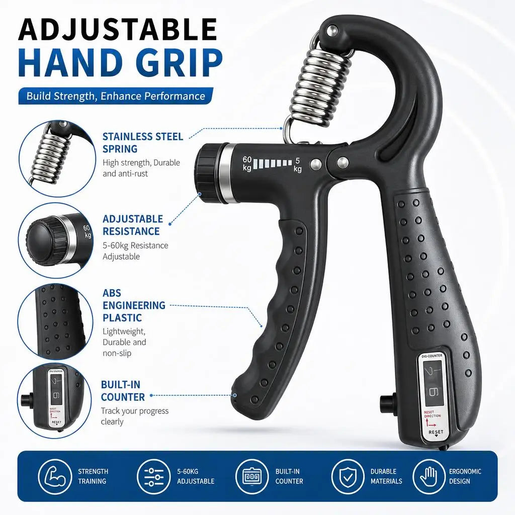 Adjustable Spring Grip Strengthener for Finger Wrist and Forearm Training