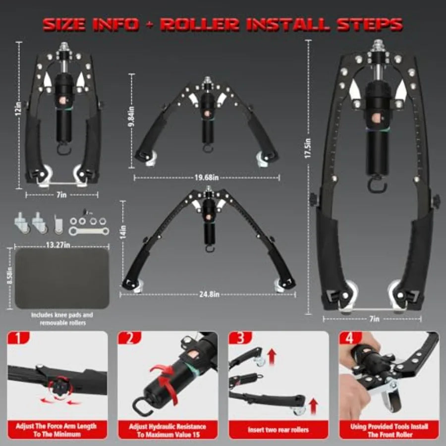 Adjustable Hydraulic Arm Trainer With AB Roller And Resistance Bands