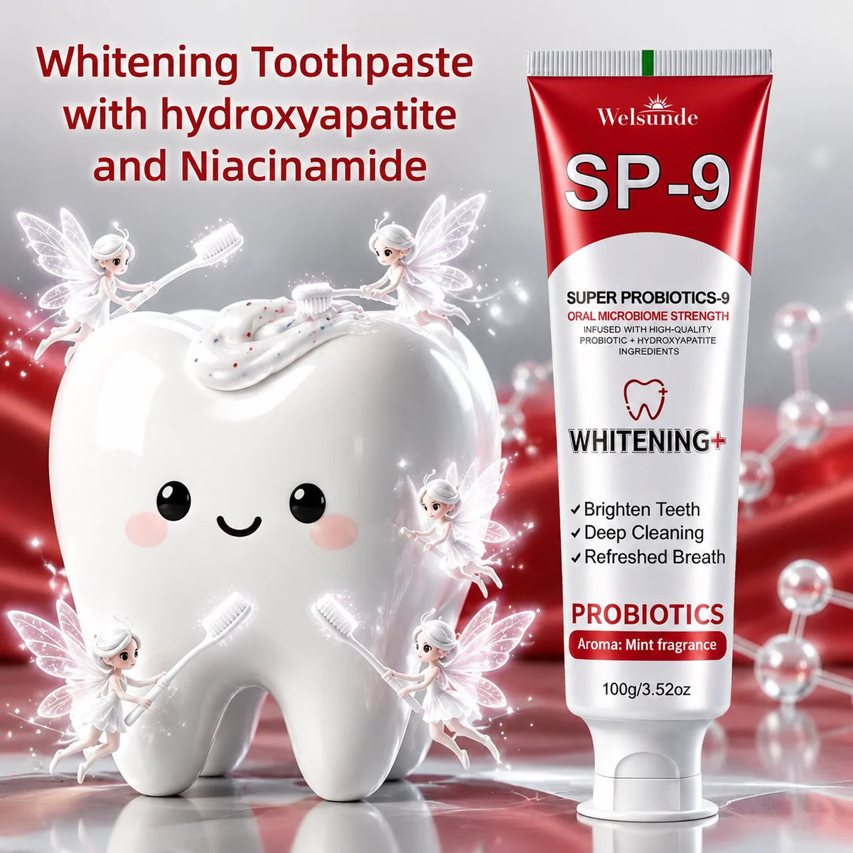 Welsunde Whitening Toothpaste With Probiotics And Hydroxyapatite For Fresh Breath