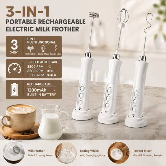 Stonego Rechargeable Milk Frother And Electric Coffee Whisk