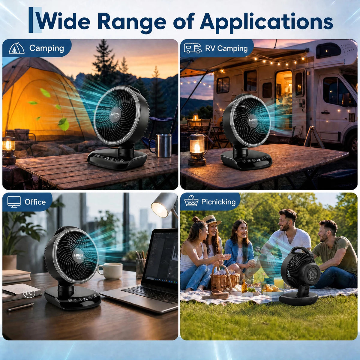 HiMISS Portable Camping Fan 20000mAh Rechargeable With Remote