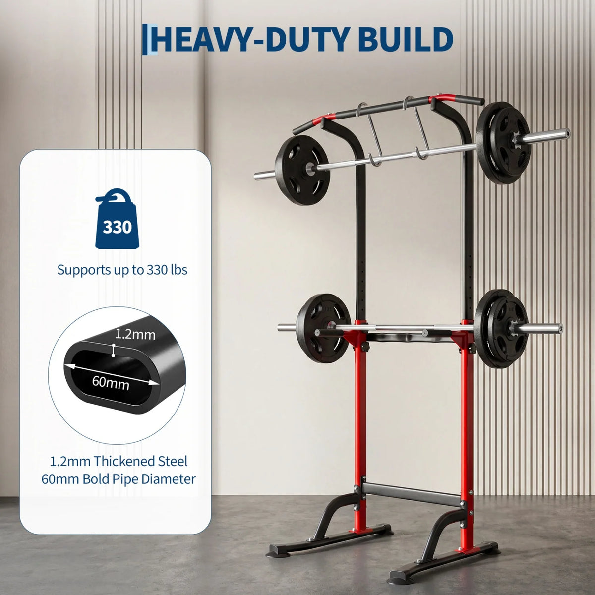 HiMISS Adjustable Power Tower Pull Up Dip Station Home Gym