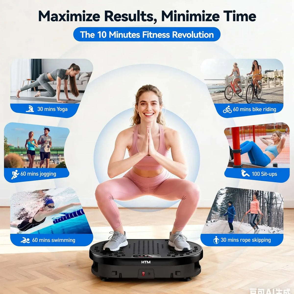 HTM Whole Body Vibration Plate Exercise Machine With Remote Control