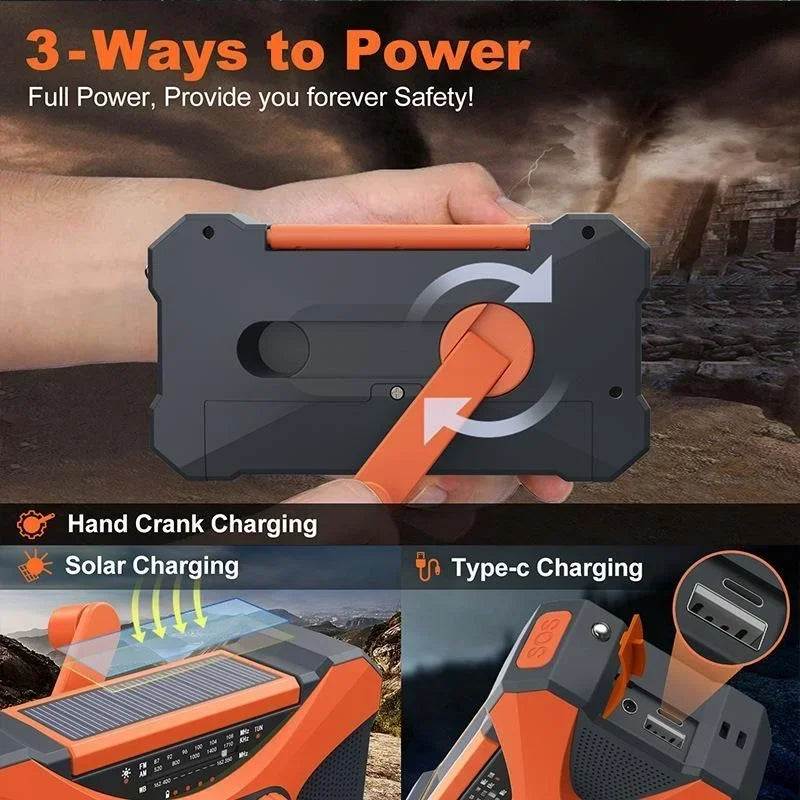 STONEGO Solar Hand Crank NOAA Emergency Weather Radio With Charger