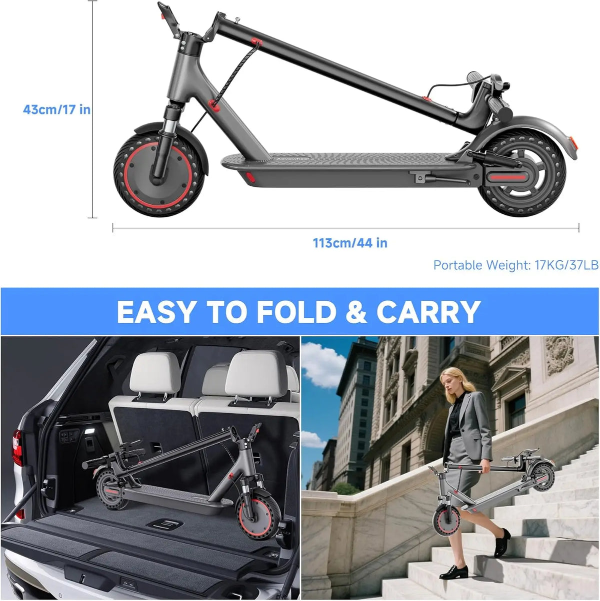 AOVOPRO 500W Electric Scooter With App Control And Solid Tires