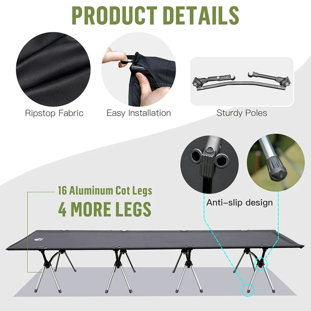 Night Cat Folding Camping Cot for Adults Portable Outdoor Bed