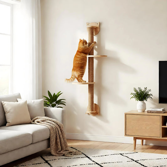 CWV Wall Mounted Sisal Cat Scratching Tree With Hammock