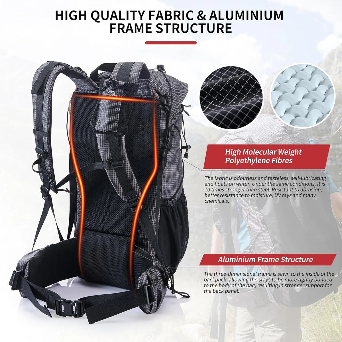Naturehike Large Capacity Hiking Backpack With Rain Cover
