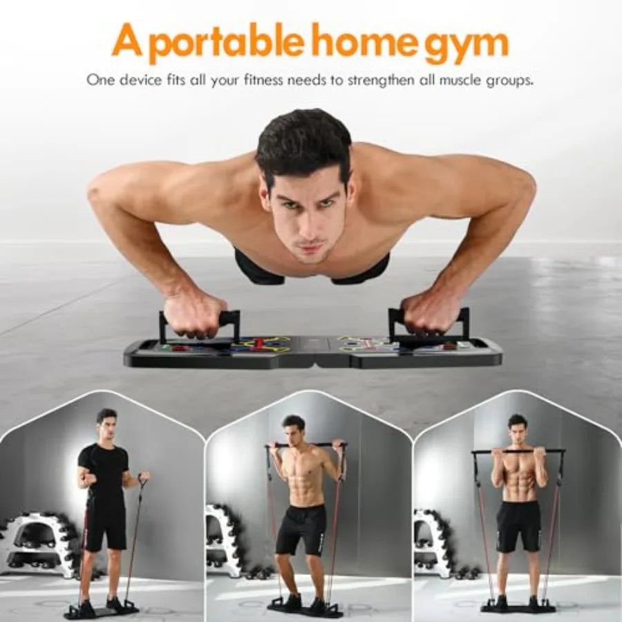 Push Up Board Pilates Bar Exercise Set With Resistance Bands