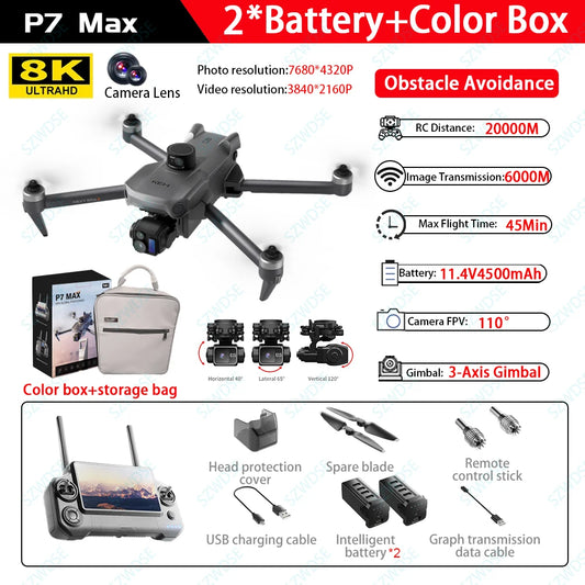 P7 MAX GPS Camera Drone With 8K Video Stabilized Gimbal