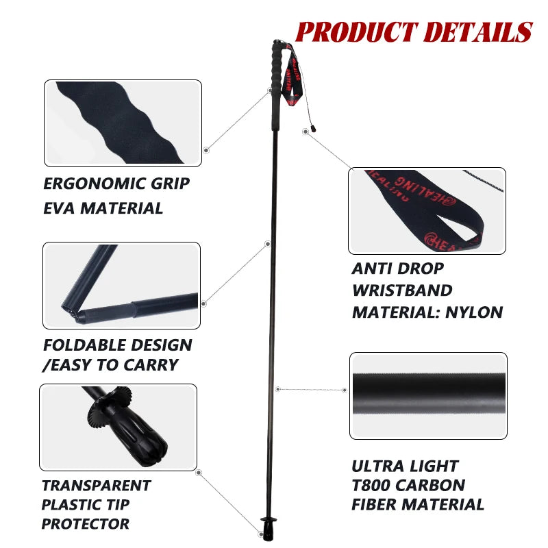 OKHEALING Carbon Fiber Foldable Trekking Poles For Hiking Travel