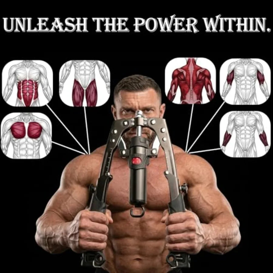 Adjustable Hydraulic Arm Trainer And Chest Exerciser With Ab Roller