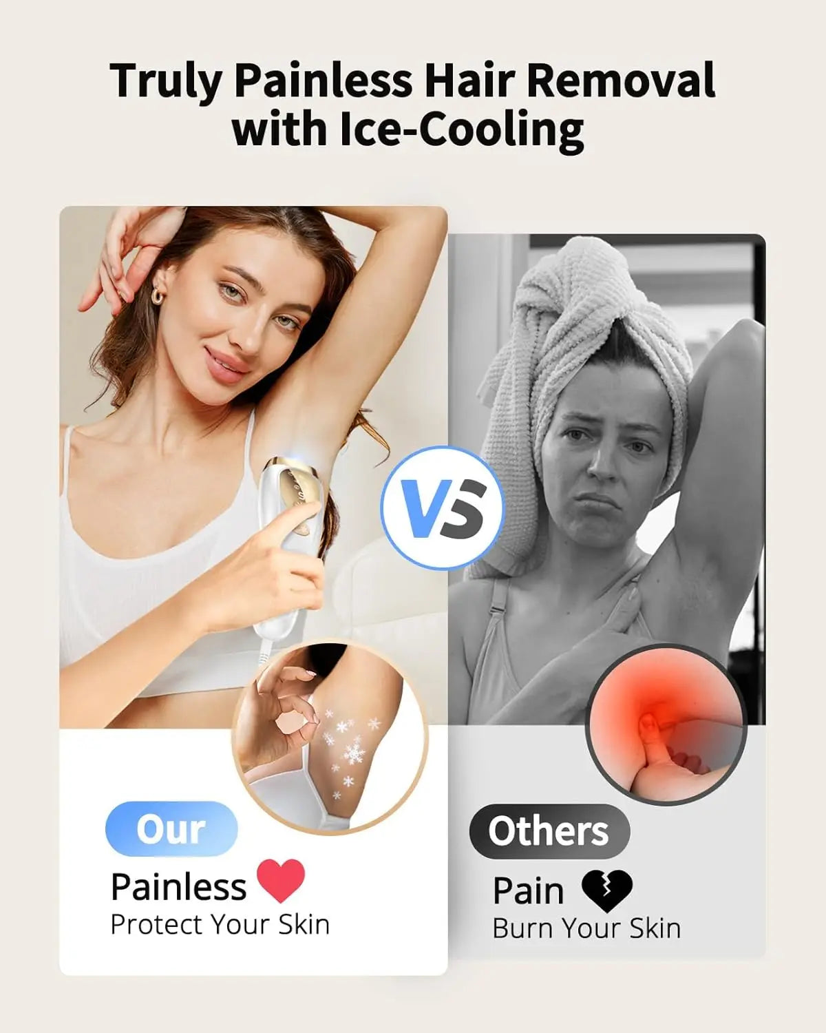 LYSMOSKI IPL Hair Removal Device With Ice Cooling Function