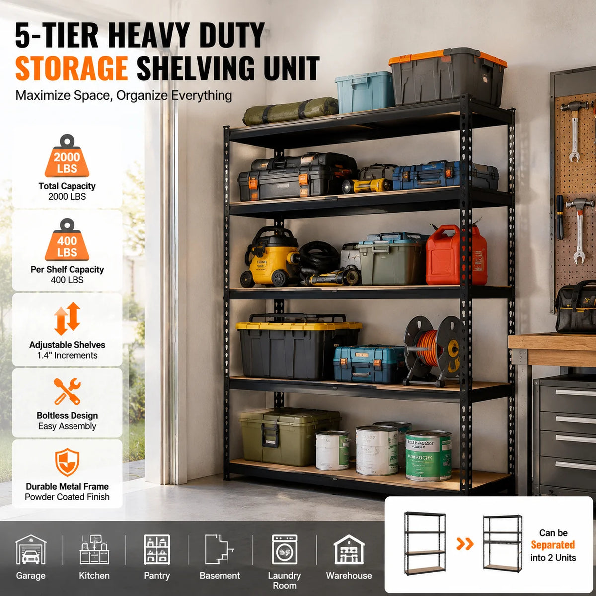Heavy Duty Metal Garage Storage Shelving And Utility Rack