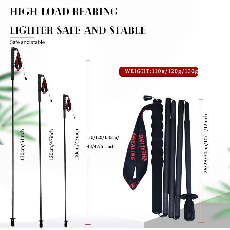 OKHEALING Carbon Fiber Foldable Trekking Poles For Hiking Travel