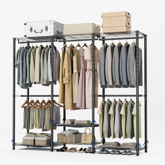 Freestanding Metal Clothes Rack and Wardrobe Storage Organizer