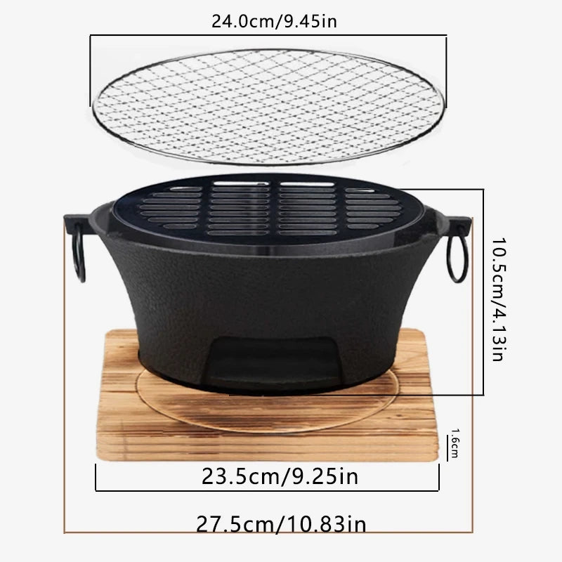 Cast Iron Charcoal And Alcohol Outdoor Camping Cooking Stove