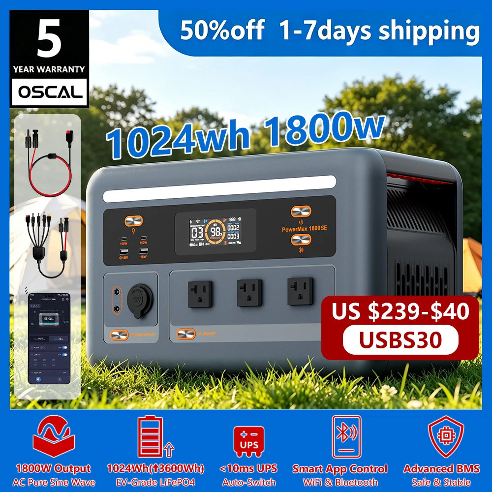 OSCAL PowerMax 1800 SE Portable LiFePO4 Power Station