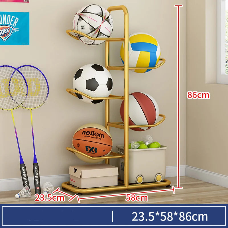 Indoor Kids Sports Ball Storage Rack for Basketballs and Footballs